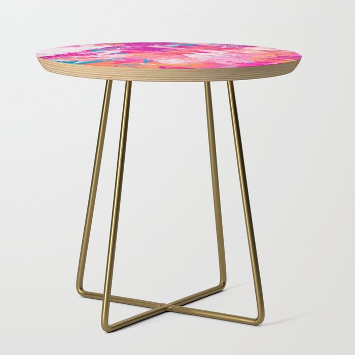 Vibrant Colorful Abstract Splatter Painting with Glitter Side Table