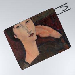 Amedeo Modigliani "Adrienne (Woman with Bangs)" (1916) Picnic Blanket