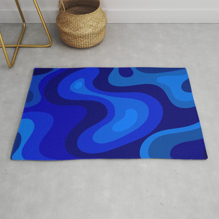 Blue Abstract Art Colorful Blue Shades Design Rug