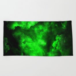 Envy - Abstract In Black And Neon Green Beach Towel