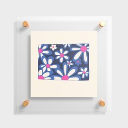 FlowerPower - Pink Blue Colourful Retro Minimalistic Art Design Pattern Floating Acrylic Print