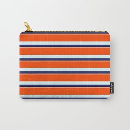 [ Thumbnail: Eyecatching Dark Salmon, Red, Light Cyan, Midnight Blue & Black Colored Lines Pattern Carry-All Pouch ]