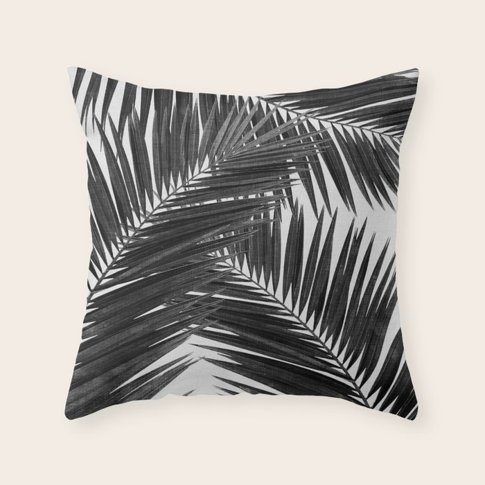 Palm Leaf Black & White III Throw Pillow by Orara Studio Society6