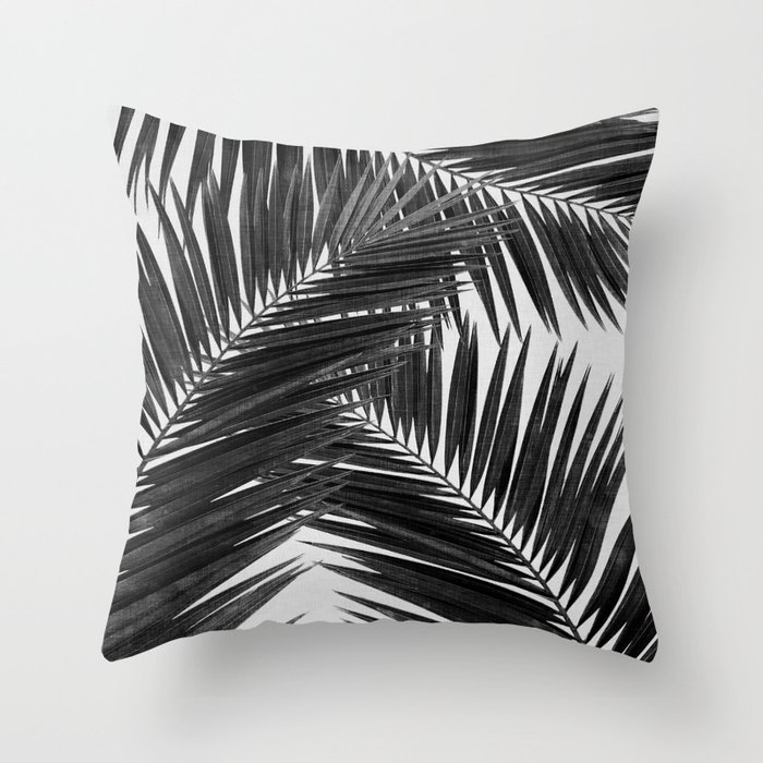 Palm Leaf Black & White III Throw Pillow