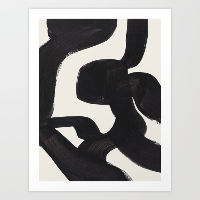 Mid Century Modern Minimalist Abstract Art Brush Strokes Black White Ink Art Maze Art Print By Enshape Society6