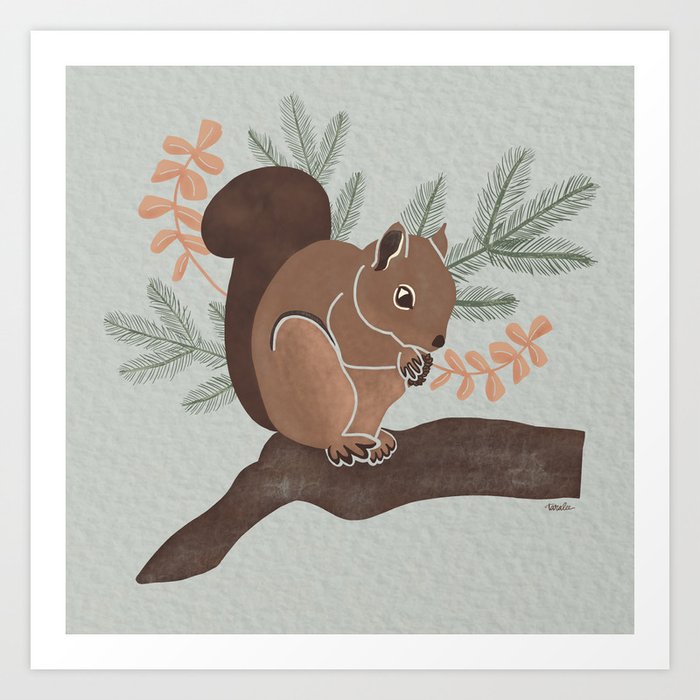 Douglas's Squirrel with gray background Art Print
