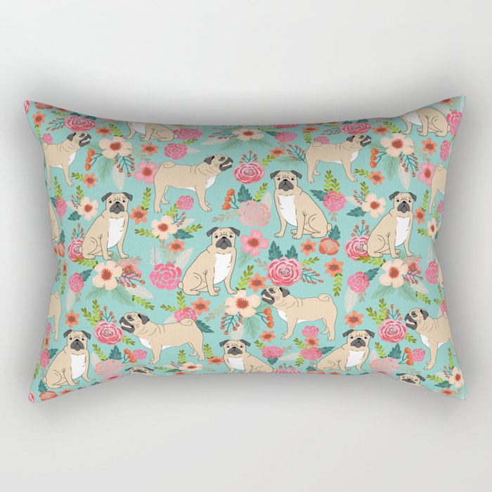 Pug floral dog breed must have gifts for pug lover pet pattern florals Rectangular Pillow