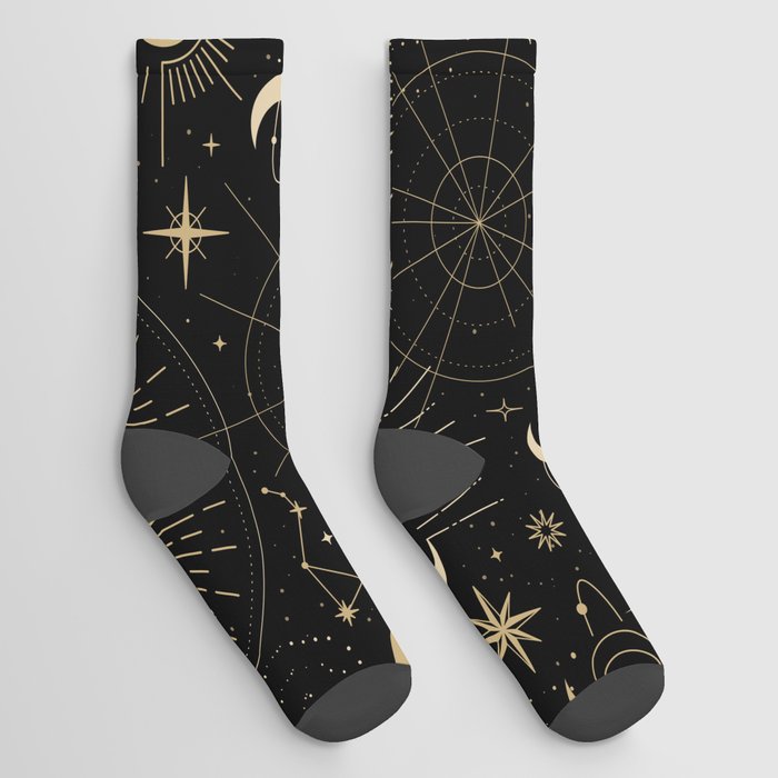 moon stars in darkness Socks