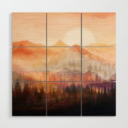 Forest Shrouded in Morning Mist Wood Wall Art