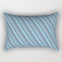 [ Thumbnail: Sky Blue and Slate Gray Colored Stripes Pattern Rectangular Pillow ]