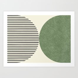 Semicircle Stripes - Green Art Print