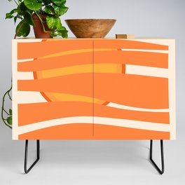 Seeker - Orange Colourful Minimalistic Retro Art Pattern Design Credenza