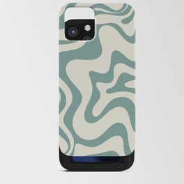 Retro Liquid Swirl Abstract Pattern in Cream and Teal  iPhone Card Case