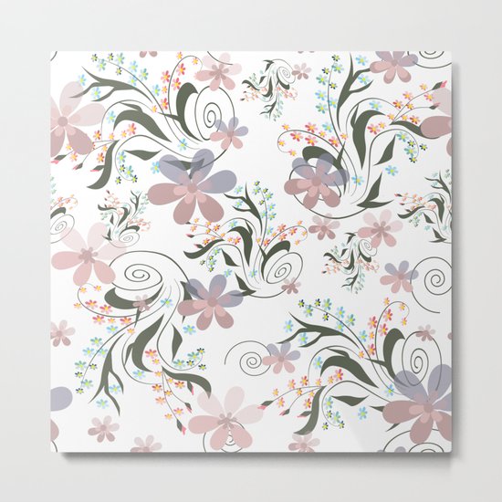 Pink blue flowers . floral pattern , flowers , illustration flowers , textiles flower , pink flowers Metal Print