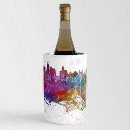 Makati skyline in watercolor background Wine Chiller