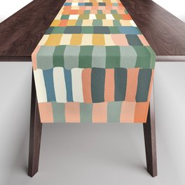 Pastel Mosaic #2 Table Runner | Geometric, Curated, Striped, Peach, Pattern, Geometry, Mosaic, Abstract, Patchwork, Gigi Rosado 
