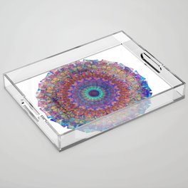 Colorful Vibrant Art - Life Glow Mandala Acrylic Tray