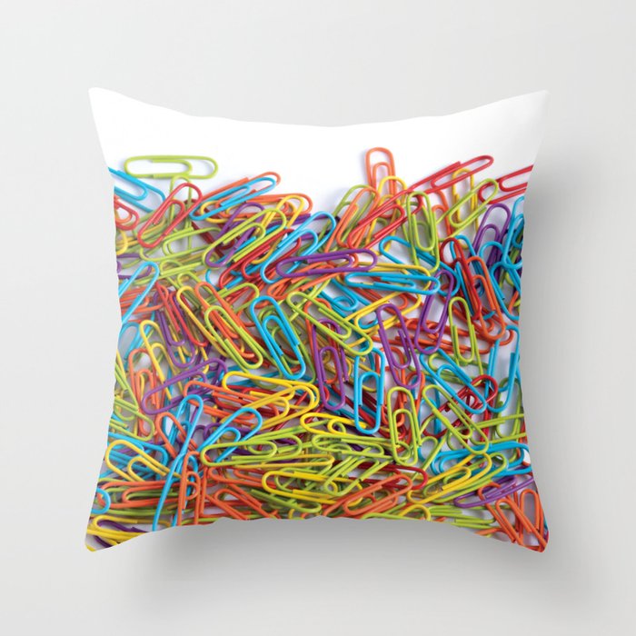 Colorful paperclips texture Throw Pillow