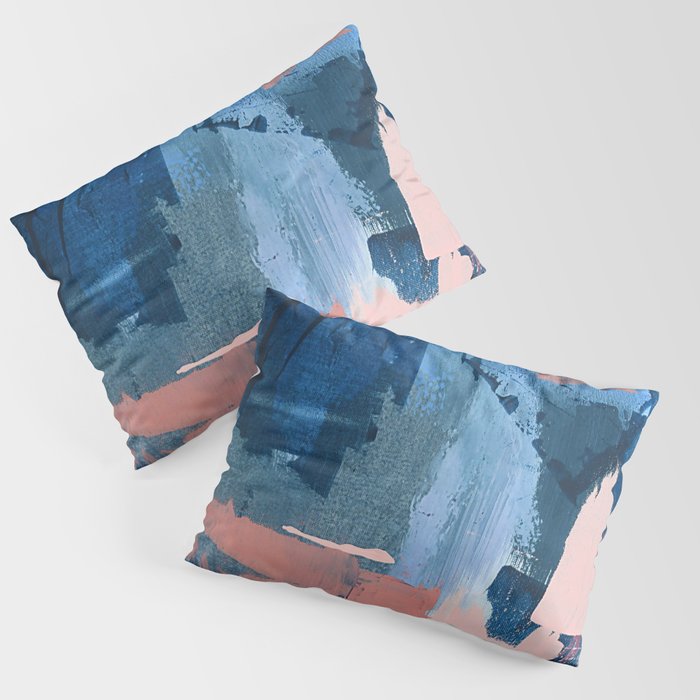 Rhythm of Rain: a modern abstract piece by Alyssa Hamilton Art in blues and pinks Pillow Sham