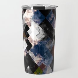 geometric pixel square pattern abstract background in blue red black Travel Mug