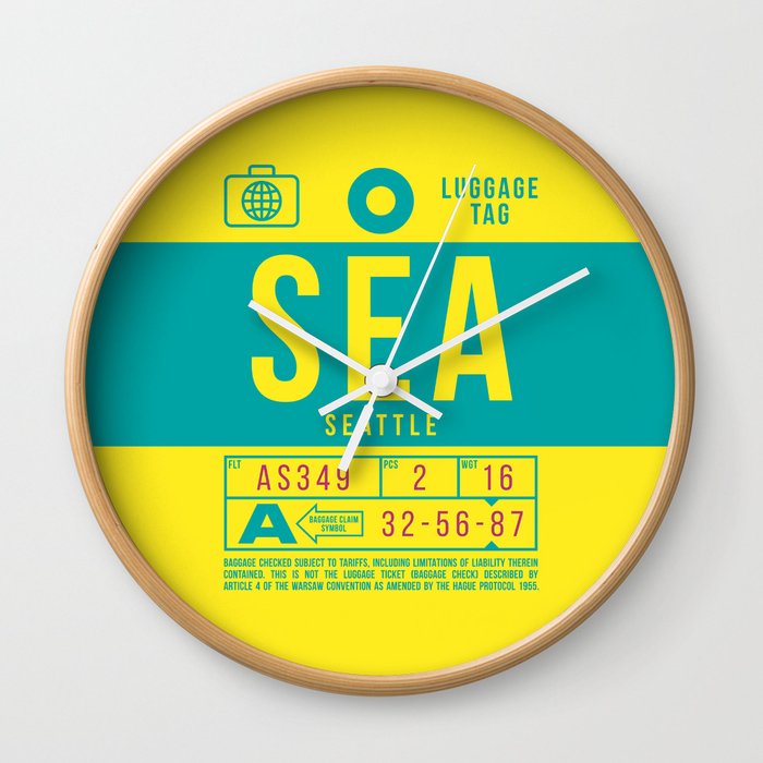 Luggage Tag B - SEA Seattle USA Wall Clock