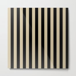 Vintage Biege and Black Straight Vertical Stripes  Metal Print | Simple, 70S, Vertical,  , Strip, Minimal, Seamless, Retro, Graphicdesign, Pattern 