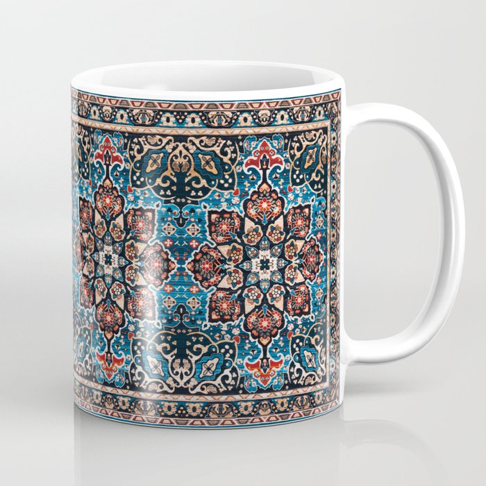 Bohemian Blossoms: Heritage Floral Moroccan Tapestry Coffee Mug