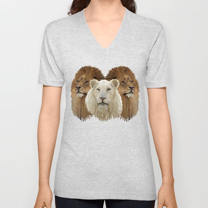 Lions led by a lamb V Neck T Shirt