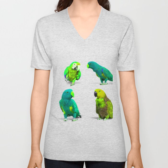 Adorable Parrot Bird Group V Neck T Shirt