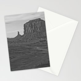 Oljato Monument Valley, Arizona, natural rock formations under blue sky black and white landscape photograph / photography Stationery Card