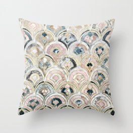 Art Deco Marble Tiles in Soft Pastels Throw Pillow