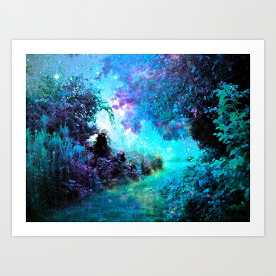 Fantasy Garden Path Turquoise Purple Art Print