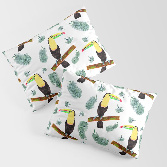 Jungle Toucan Watercolor Pillow Sham