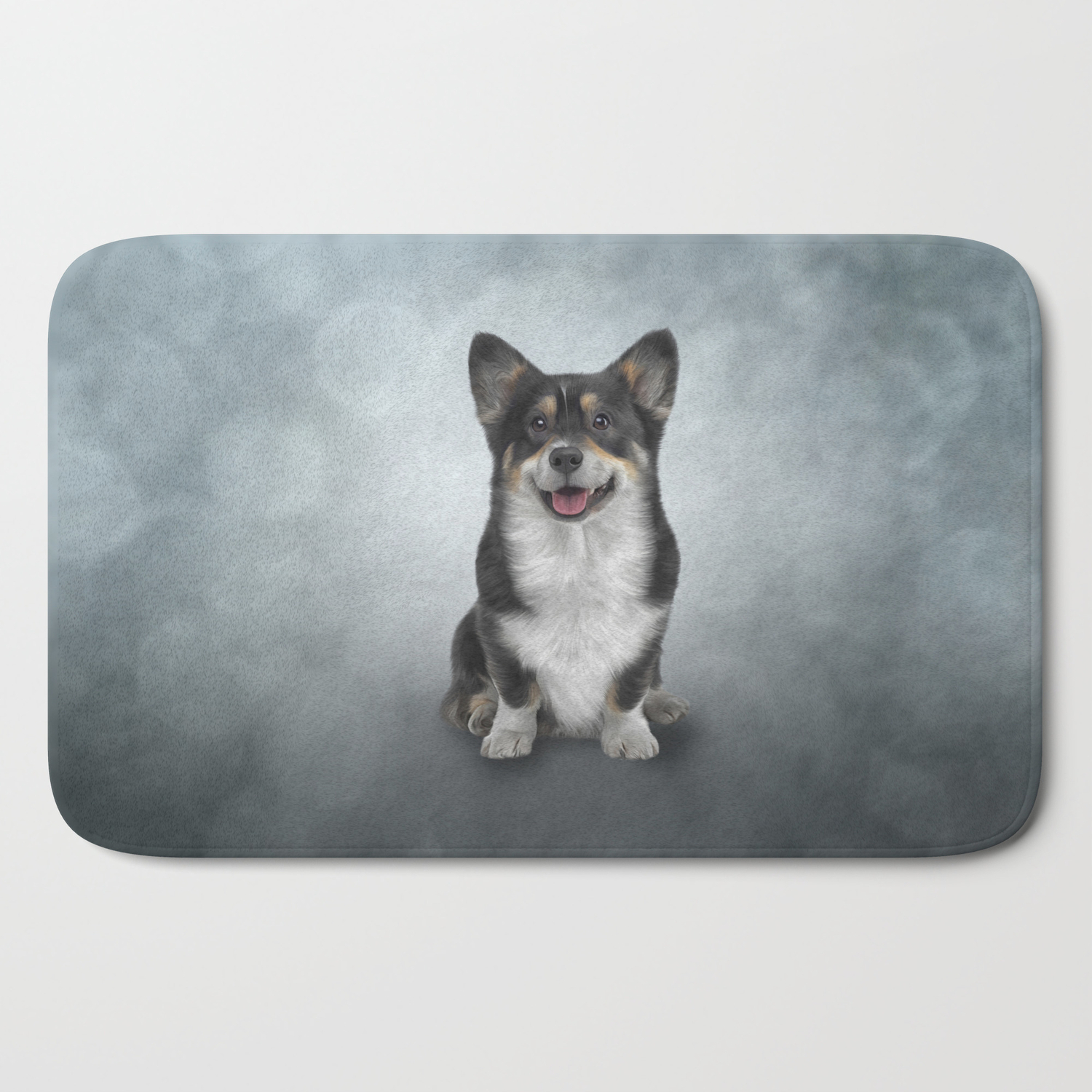 Drawing Dog Welsh Corgi Black Bath Mat By Bonidog Society6