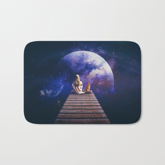 Company on the pier Bath Mat