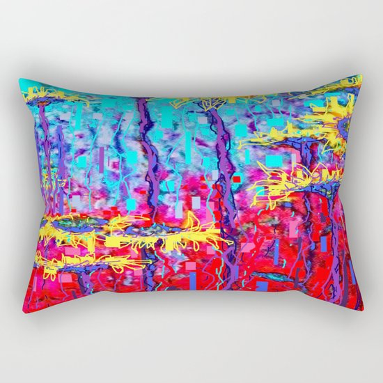 Sunflower Field in Moonlight Abstract Rectangular Pillow