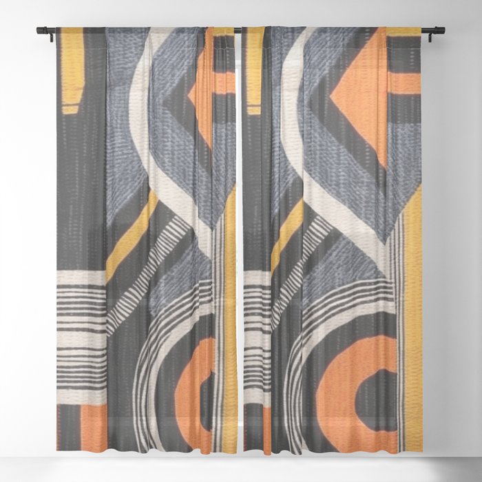  Geocentric African Pattern  Sheer Curtain