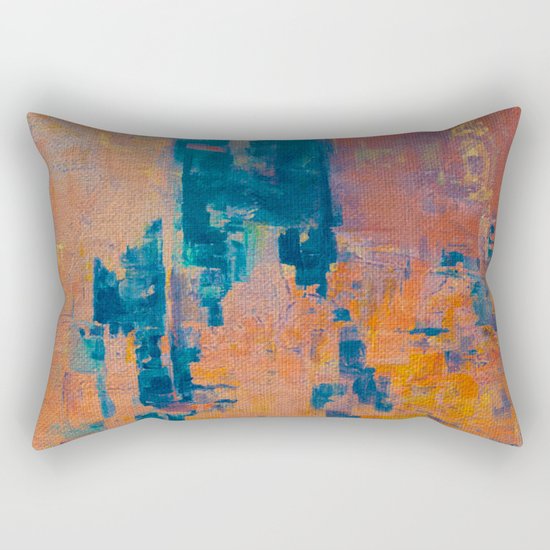 NY Under Orange Fog Rectangular Pillow