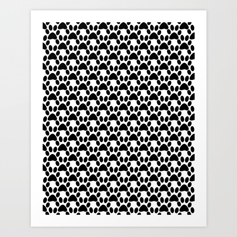Black And White 2 Cat Paw Prints Art Print By Decoli Society6