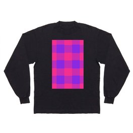 Checkered - Colorful Abstract Retro Pattern in Pink and Purple Long Sleeve T-shirt