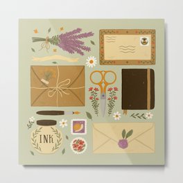 Snail Mail Metal Print | Envelope, Lavender, Penpal, Flowers, Mail, Envelopes, Curated, Writing, Digital, Floral 