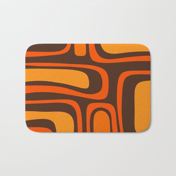 Palm Springs Retro Mid-Century Modern Abstract Pattern in 70s Brown and Orange Bath Mat