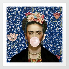 Frida Kahlo Medway Blowing Bubble gum Art Print