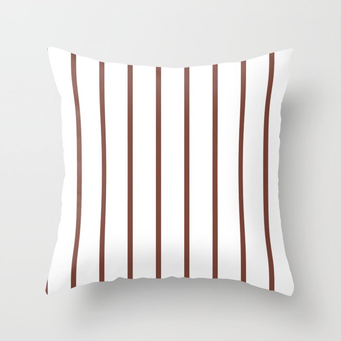 Vertical Lines Maroon White Pattern Throw Pillow by LXLBX8