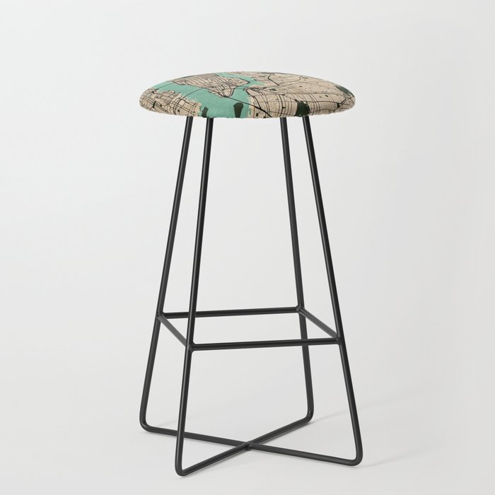 New York City Map of the United States - Vintage Bar Stool