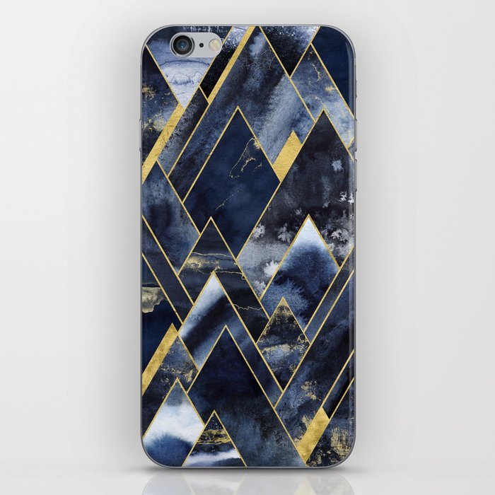 Mountains of Gold - Navy Blue Geometric iPhone Skin