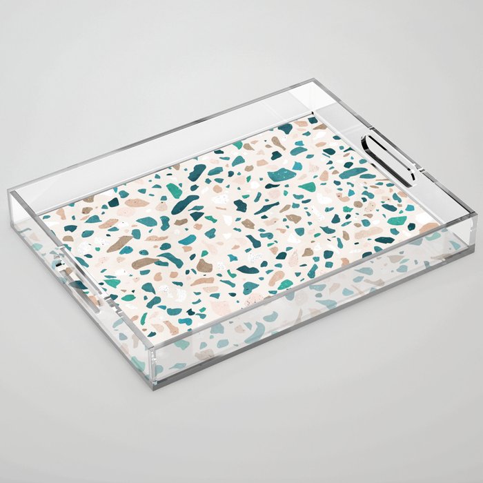 Terrazzo Turquoise Pattern Acrylic Tray