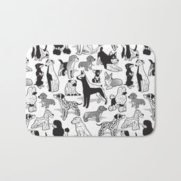 Geometric sweet wet noses // white background black and white dogs Bath Mat