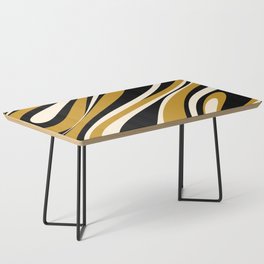 Fluid Vibes Retro Aesthetic Swirl Abstract Pattern in Black, Dark Mustard Gold, and Cream Coffee Table
