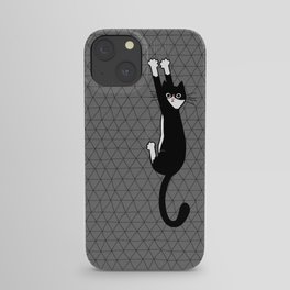 Black and White Cat Hanging On | Funny Tuxedo Cat iPhone Case